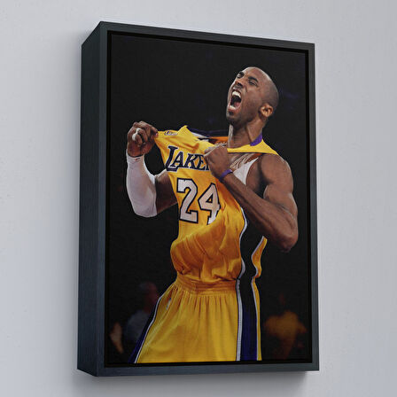 Siyah Çerçeveli Kobe Bryant Los Angeles Lakers Kanvas Tablo