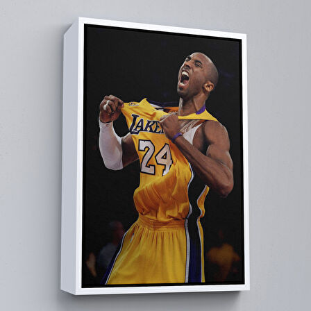 Siyah Çerçeveli Kobe Bryant Los Angeles Lakers Kanvas Tablo