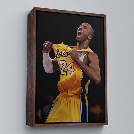 Siyah Çerçeveli Kobe Bryant Los Angeles Lakers Kanvas Tablo