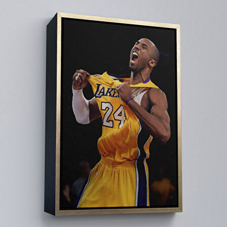 Siyah Çerçeveli Kobe Bryant Los Angeles Lakers Kanvas Tablo