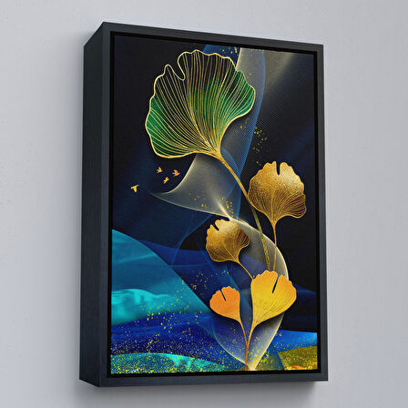 Altın Çerçeveli Modern Renkli Soyut Tablo