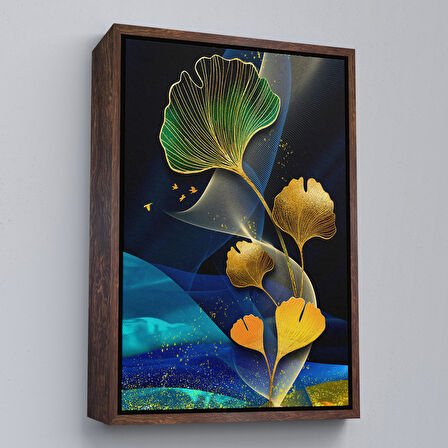 Altın Çerçeveli Modern Renkli Soyut Tablo