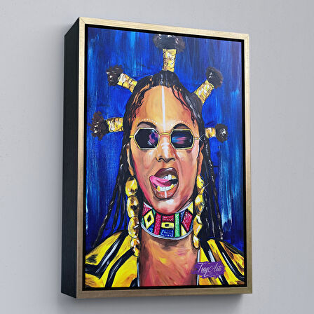 Siyah Çerçeveli Beyonce Kanvas Tablo