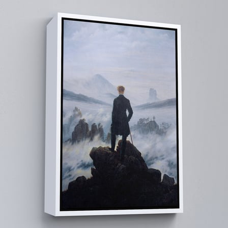 Kahverengi Çerçeveli Caspar David Friedrich'in Sis Denizinin Üstündeki Gezgin İsimli Eseri Kanvas Tablo