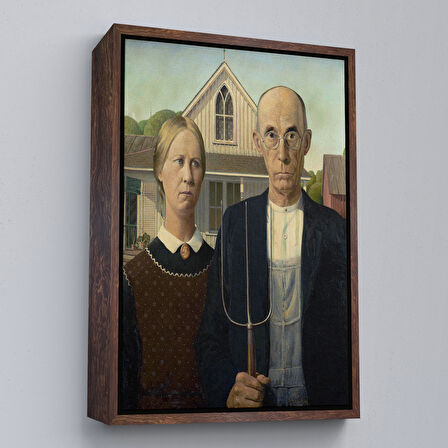 Kahverengi Çerçeveli Amerikan Gotik Tarzı Kanvas Tablo