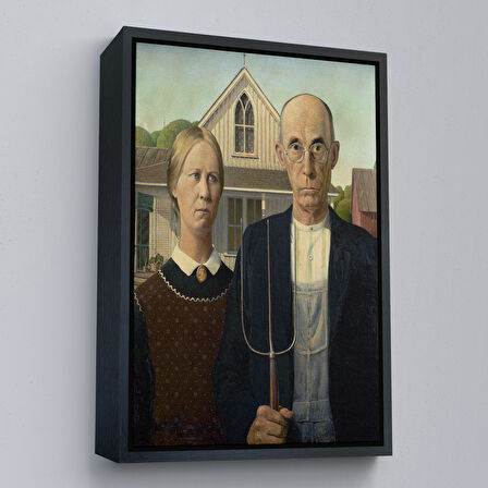 Kahverengi Çerçeveli Amerikan Gotik Tarzı Kanvas Tablo