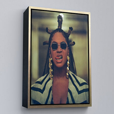 Beyaz Çerçeveli Beyonce Kanvas Tablo
