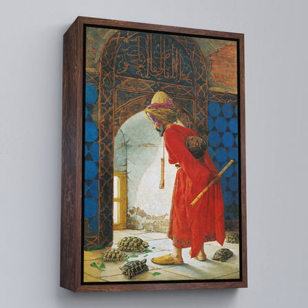 Altın Çerçeveli Osman Hamdi Bey'in Kaplunbağa Terbiyecisi İsimli Eseri Kanvas Tablo