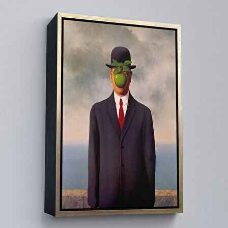 Siyah Çerçeveli Renee Magritte'in Adamın Oğlu İsimli Eseri Kanvas Tablo