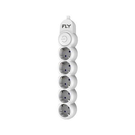 FLY 3394-01 5 Soket Akım Korumalı Priz 2.1A Anahtarlı 2Mt Kablo (Beyaz)(1923)