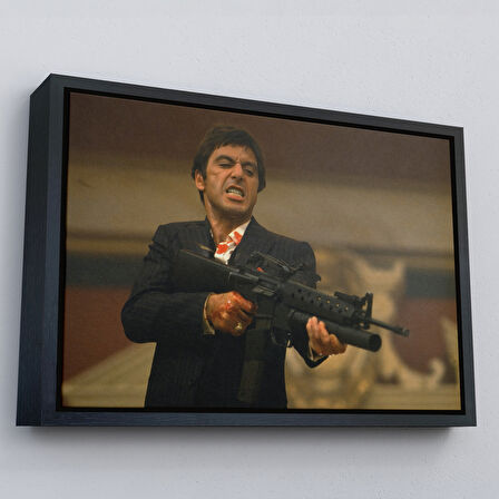 Altın Çerçeveli Scarface Alpacino İtalyan Mafya Kanvas Tablo