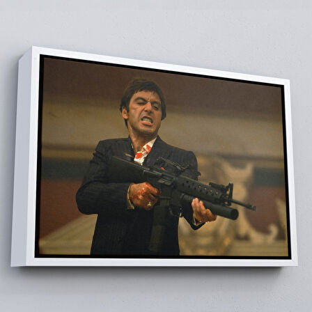 Altın Çerçeveli Scarface Alpacino İtalyan Mafya Kanvas Tablo