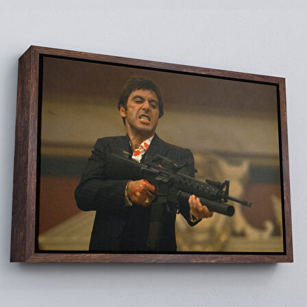 Altın Çerçeveli Scarface Alpacino İtalyan Mafya Kanvas Tablo