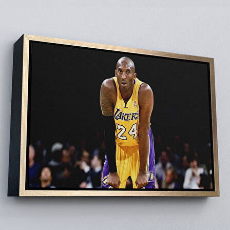 Altın Çerçeveli Kobe Bryant Los Angeles Lakers Kanvas Tablo / Black Mamba