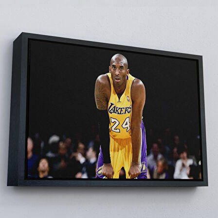 Altın Çerçeveli Kobe Bryant Los Angeles Lakers Kanvas Tablo / Black Mamba