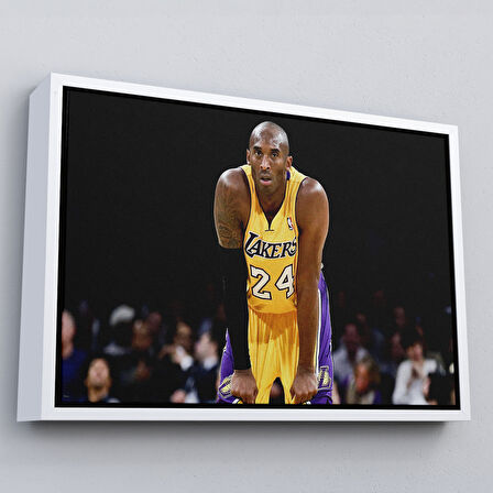Altın Çerçeveli Kobe Bryant Los Angeles Lakers Kanvas Tablo / Black Mamba
