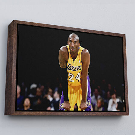Altın Çerçeveli Kobe Bryant Los Angeles Lakers Kanvas Tablo / Black Mamba