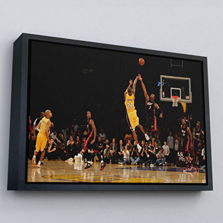 Altın Çerçeveli Kobe Bryant Los Angeles Lakers Kanvas Tablo / Black Mamba