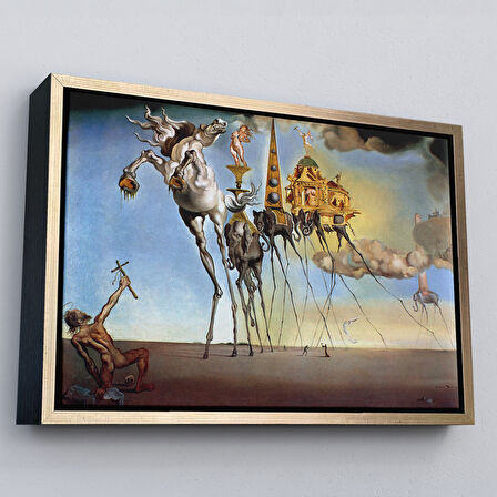 Altın Çerçeveli Salvador Dali - The Temptation of St. Anthony Kanvas Tablo