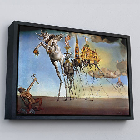 Altın Çerçeveli Salvador Dali - The Temptation of St. Anthony Kanvas Tablo