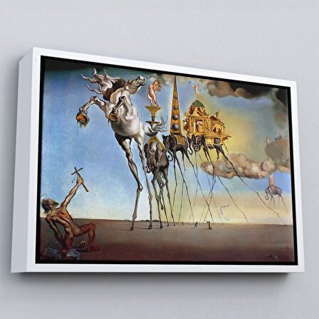 Altın Çerçeveli Salvador Dali - The Temptation of St. Anthony Kanvas Tablo