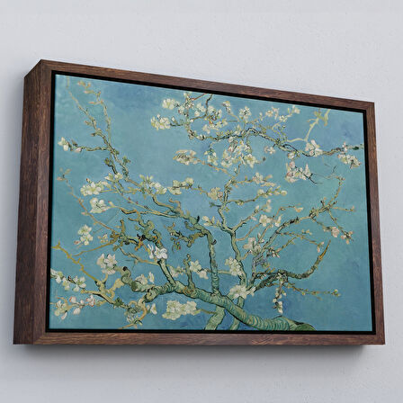 Beyaz Çerçeveli Vincent Van Gogh-Blossoming Badem Ağacı Eseri / Blossoming Almond Tree (1890)