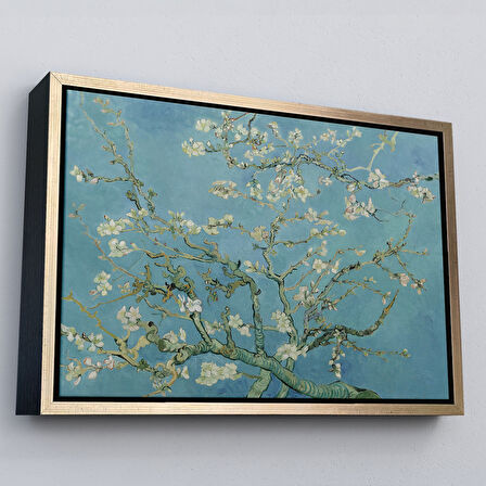 Beyaz Çerçeveli Vincent Van Gogh-Blossoming Badem Ağacı Eseri / Blossoming Almond Tree (1890)