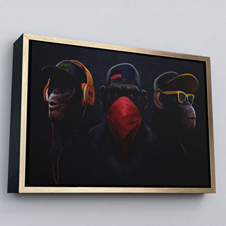 Altın Çerçeveli Üç Maymun Tablosu