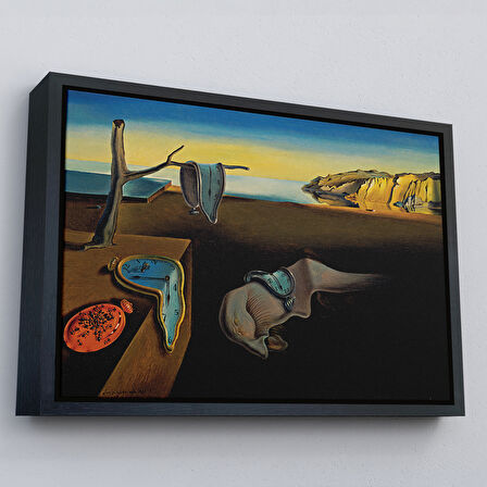 Siyah Çerçeveli Salvador Dali - The Persistence of Memory Tablosu