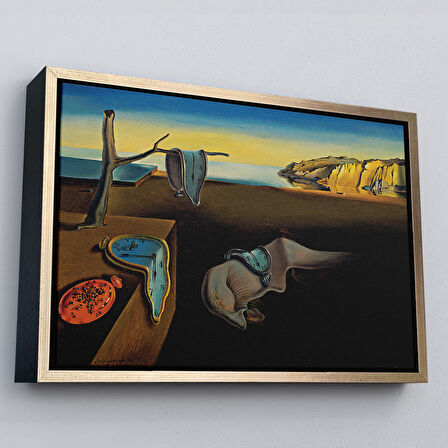 Siyah Çerçeveli Salvador Dali - The Persistence of Memory Tablosu