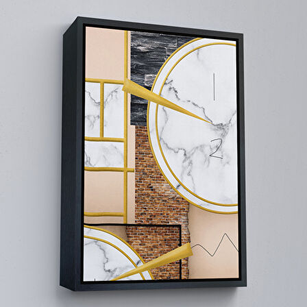 Altın Çerçeveli Modern Renkli Soyut Tablo