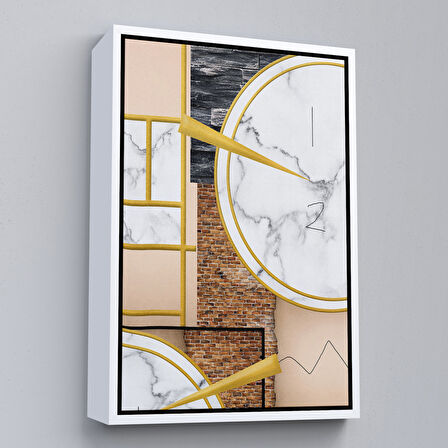 Altın Çerçeveli Modern Renkli Soyut Tablo