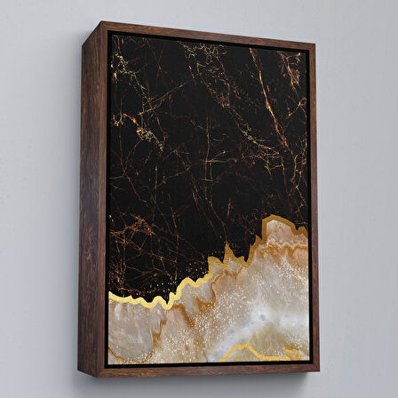 Beyaz Çerçeveli Mermer Desenli Dekoratif Kanvas Tablo