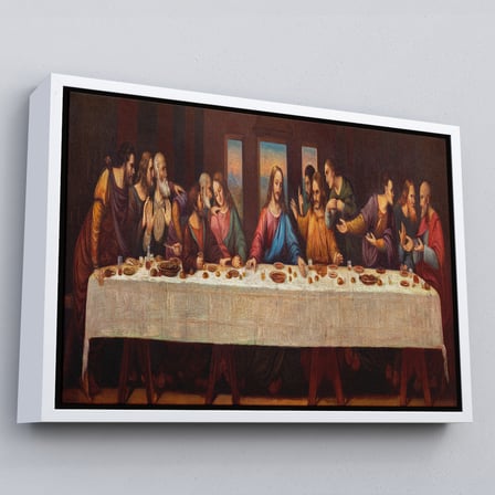 Beyaz Çerçeveli Da Vinci'nin Son Akşam Yemeği Kanvas Tablo