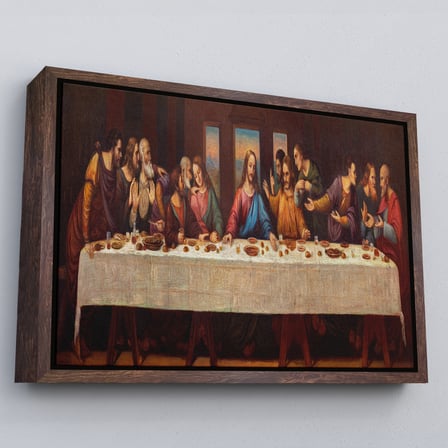 Beyaz Çerçeveli Da Vinci'nin Son Akşam Yemeği Kanvas Tablo