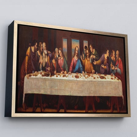 Beyaz Çerçeveli Da Vinci'nin Son Akşam Yemeği Kanvas Tablo
