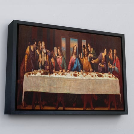 Beyaz Çerçeveli Da Vinci'nin Son Akşam Yemeği Kanvas Tablo