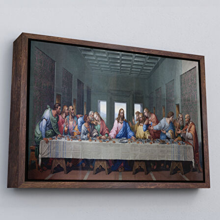 Siyah Çerçeveli Da Vinci'nin Son Akşam Yemeği Kanvas Tablo