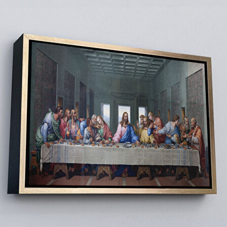 Siyah Çerçeveli Da Vinci'nin Son Akşam Yemeği Kanvas Tablo