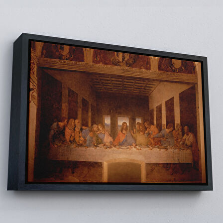 Kahverengi Çerçeveli Da Vinci'nin Son Akşam Yemeği Kanvas Tablo