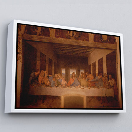 Kahverengi Çerçeveli Da Vinci'nin Son Akşam Yemeği Kanvas Tablo