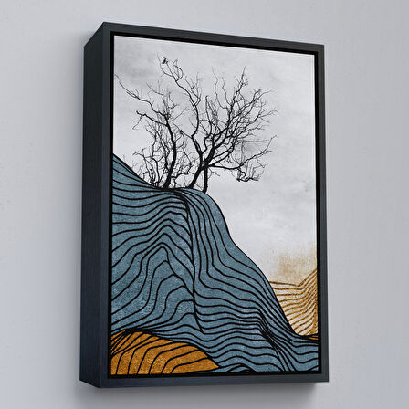 Altın Çerçeveli Modern Renkli Soyut Tablo