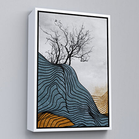 Altın Çerçeveli Modern Renkli Soyut Tablo