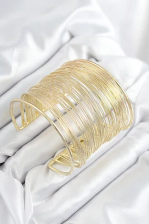 Pirinç Tel Sarma Model Gold Renk Kadın Bileklilk 5886