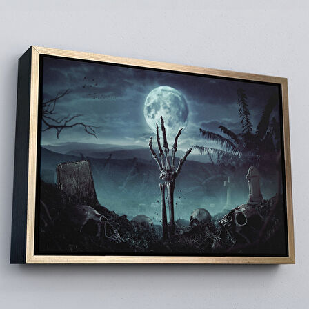 Altın Çerçeveli Mezardan Çıkan El, Mezarlıkta Dirilmiş El Dekoratif Duvar Tablosu