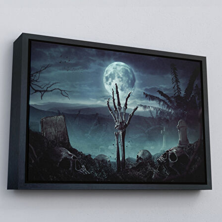 Altın Çerçeveli Mezardan Çıkan El, Mezarlıkta Dirilmiş El Dekoratif Duvar Tablosu