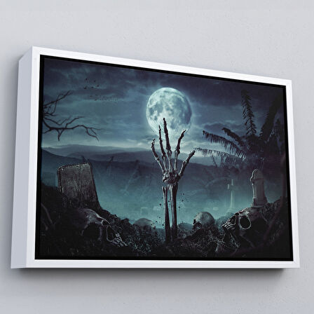 Altın Çerçeveli Mezardan Çıkan El, Mezarlıkta Dirilmiş El Dekoratif Duvar Tablosu