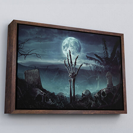 Altın Çerçeveli Mezardan Çıkan El, Mezarlıkta Dirilmiş El Dekoratif Duvar Tablosu
