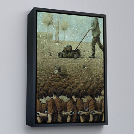 Altın Çerçeveli Gerçeküstü Fikir Sanatı Kanvas Tablo, Başını Kaldırırsan Ölürsün