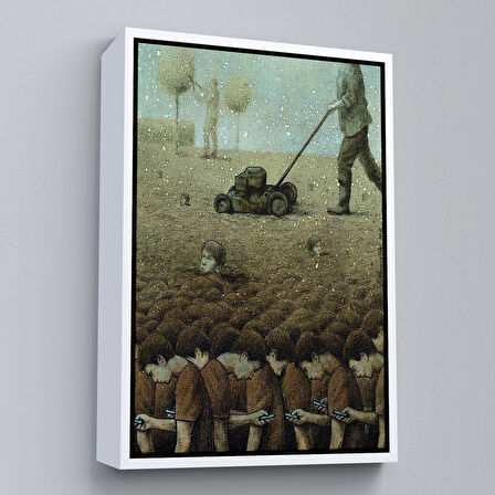 Altın Çerçeveli Gerçeküstü Fikir Sanatı Kanvas Tablo, Başını Kaldırırsan Ölürsün